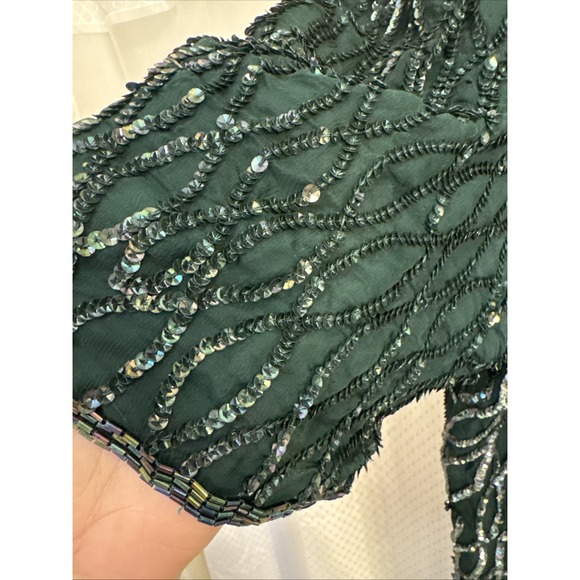 Vintage Scale Women's Dress Silk Sequins Beaded 1X India Gown Formal - Picture 4 of 9